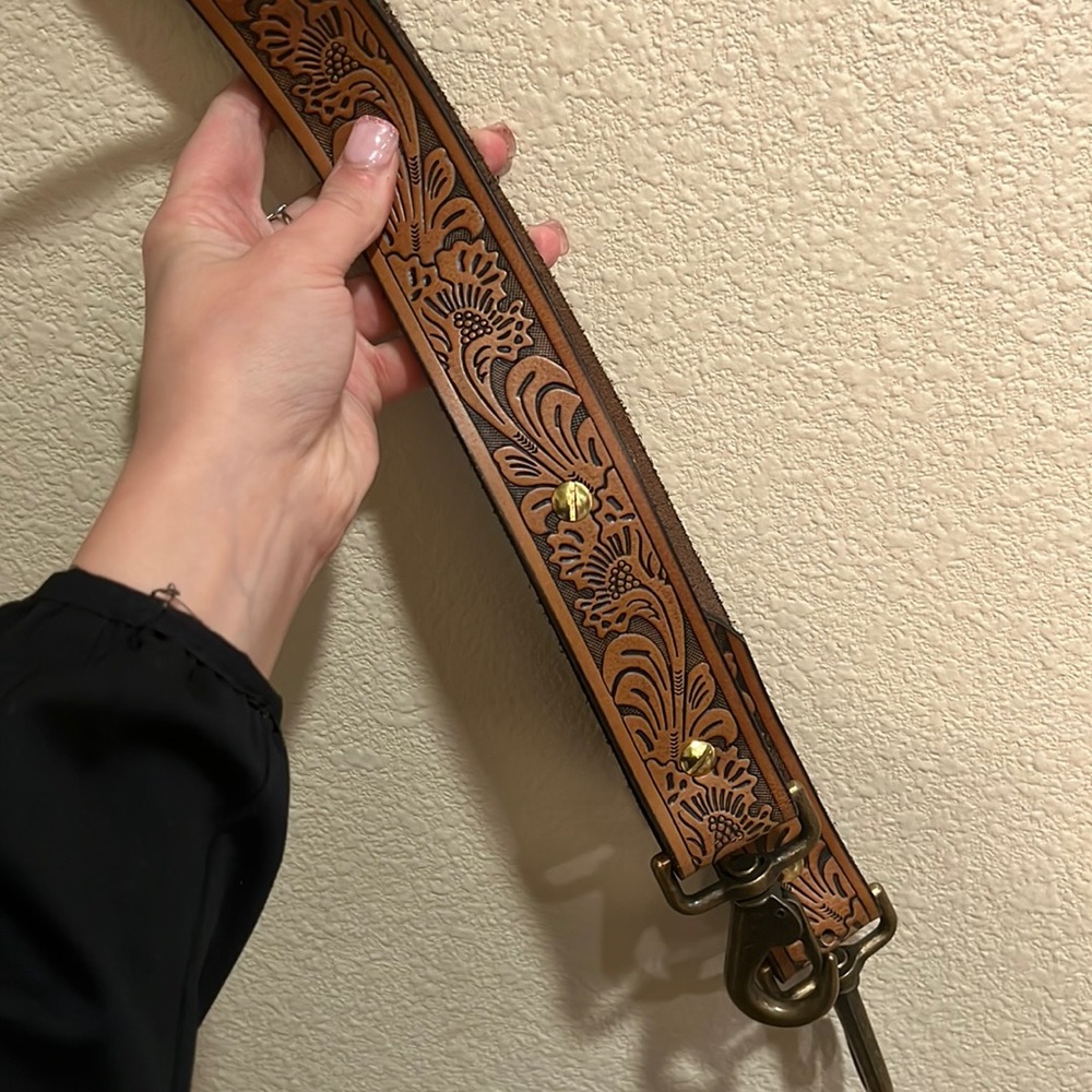 Crossbody western tooled purse strap